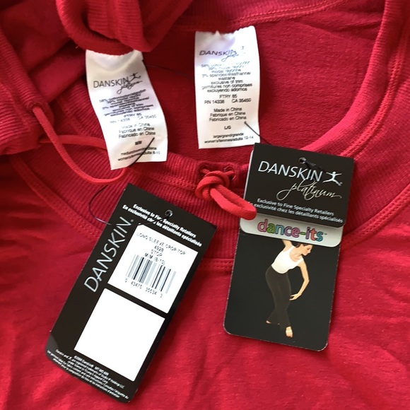 Long Sleeve Scoop Crop Dance Top NWT Rich Red <3 - Picture 5 of 7